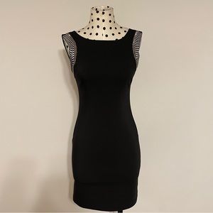 Zara Black Cocktail Dress with Embellished Sleeves
